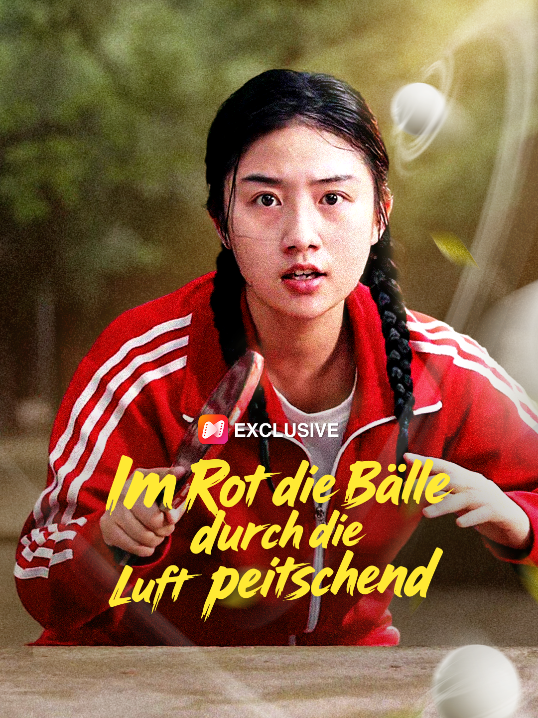 Im Rot die Bälle durch die Luft peitschend