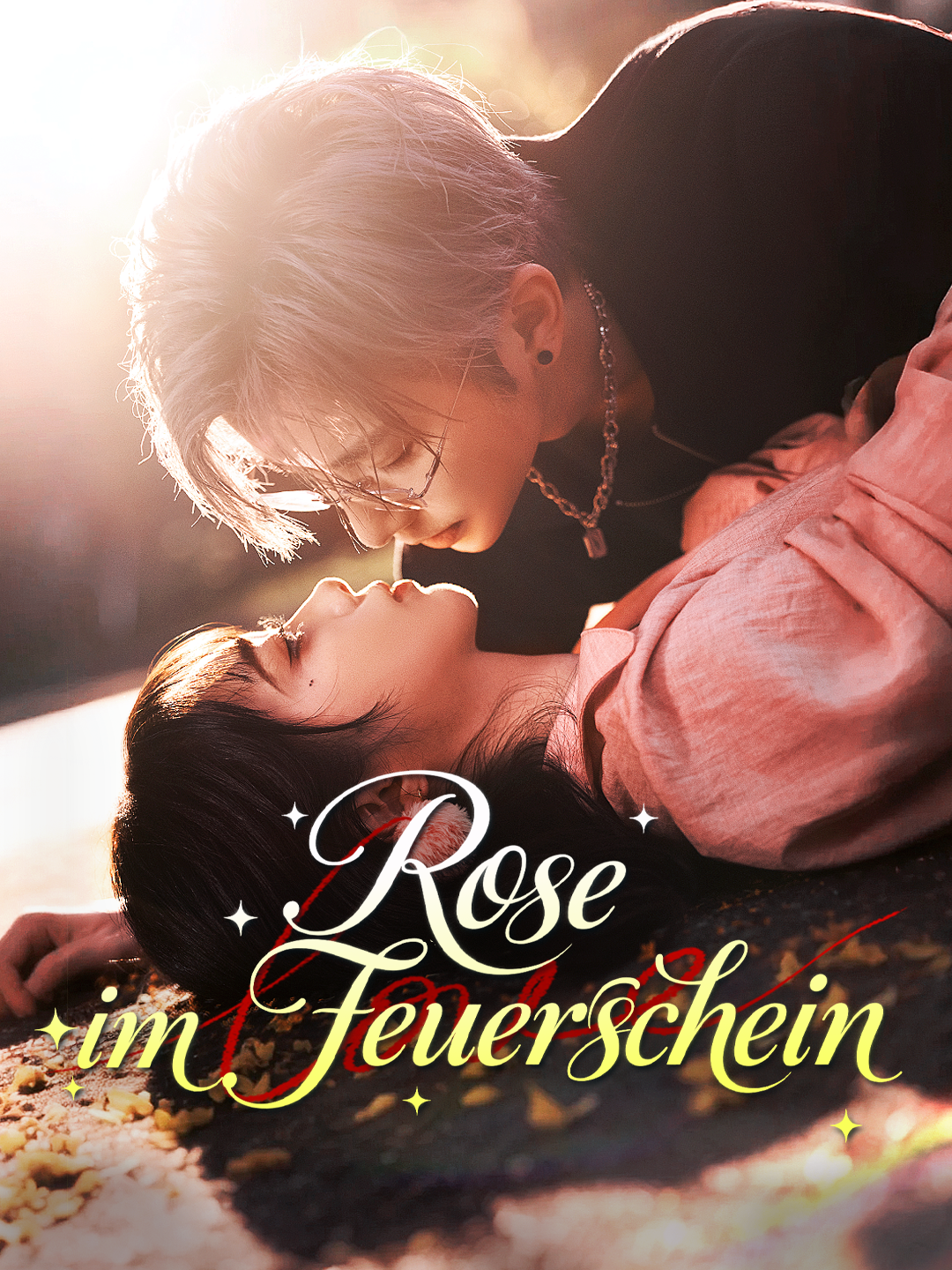 Rose im Feuerschein